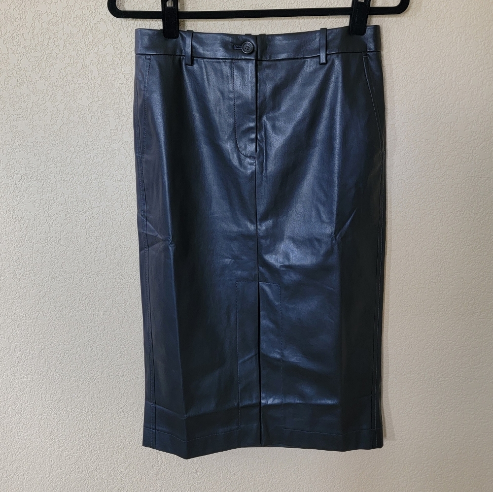 NWT J. Crew Faux-leather Pencil Skirt in Black, Size 8